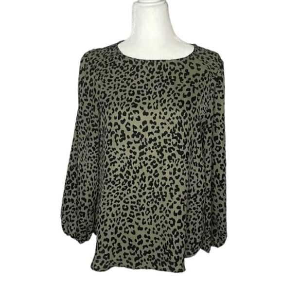 MASSINI Blouse Green and Black Animal Print size Medium - Picture 1 of 9
